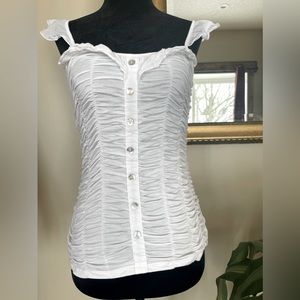 SUZY SHIER | White Frilly Tank ~ Size Small
